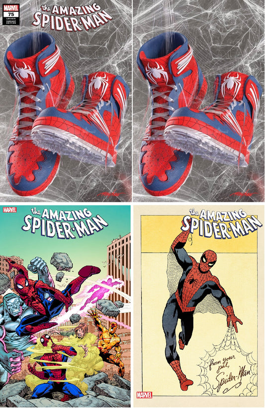 AMAZING SPIDER-MAN #75 MIKE MAYHEW SNEAKERHEAD TRADE DRESS/VIRGIN VARIANT SET, 1:25 & 1:50 VARIANT