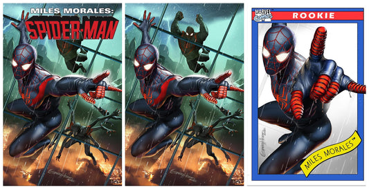 MILES MORALES #25 GREG HORN TRADE/VIRGIN/TRADING CARD VARIANT SET LIMITED TO 1000 SETS