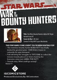 STAR WARS WAR BOUNTY HUNTERS ALPHA #1 E.M GIST VIRGIN VARIANT LIMITED TO 800 WITH COLLECTABLE COA CARD