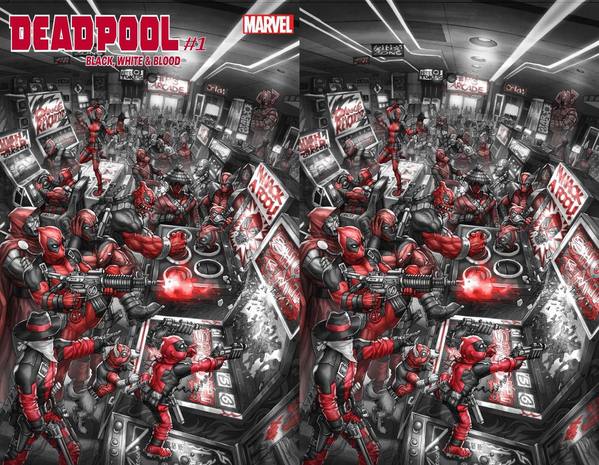 DEADPOOL BLACK WHITE BLOOD #1 ALAN QUAH TRADE/VIRGIN VARIANT SET