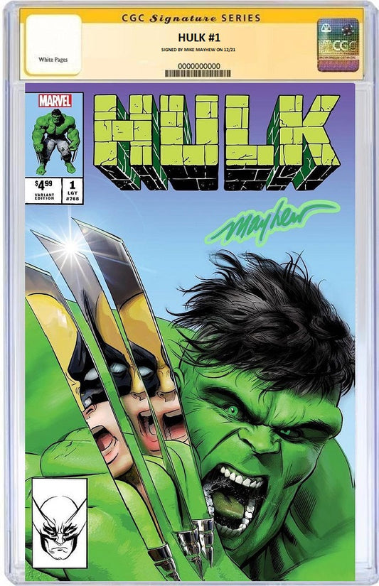 HULK #1 MIKE MAYHEW HOMAGE REVERSE HOMAGE VARIANT LIMITED TO 1000 CGC SS GAMMA SIGNATURE PREORDER
