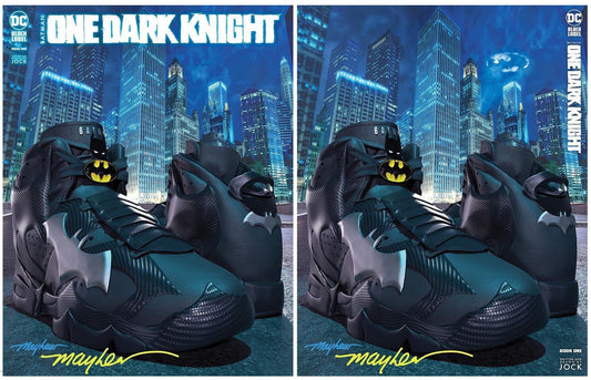 ONE DARK KNIGHT #1 MIKE MAYHEW SNEAKERHEAD TRADE/MINIMAL VARIANT SET LIMITED TO 1500 SETS SIGNED BY MIKE MAYHEW WITH COA
