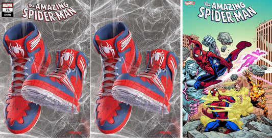 AMAZING SPIDER-MAN #75 MIKE MAYHEW SNEAKERHEAD TRADE DRESS/VIRGIN VARIANT SET & 1:25 VARIANT