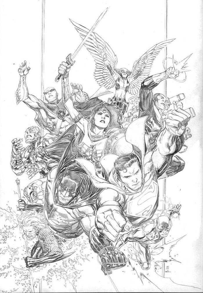 JUSTICE LEAGUE #1 1:250 JIM CHEUNG PENCILS ONLY VARIANT