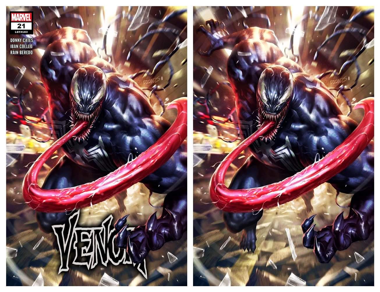 VENOM #21 DERRICK CHEW TRADE/VIRGIN VARIANT SET LIMITED TO 800 SETS WITH NUMBERED COA