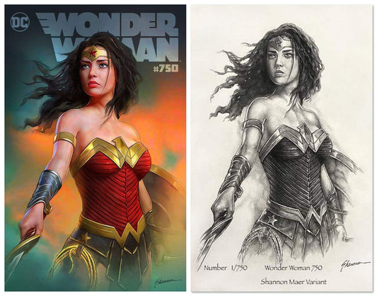 WONDER WOMAN #750 SHANNON MAER VARIANT LIMITED TO 750 WITH NUMBERED PENCIL CONCEPT COA